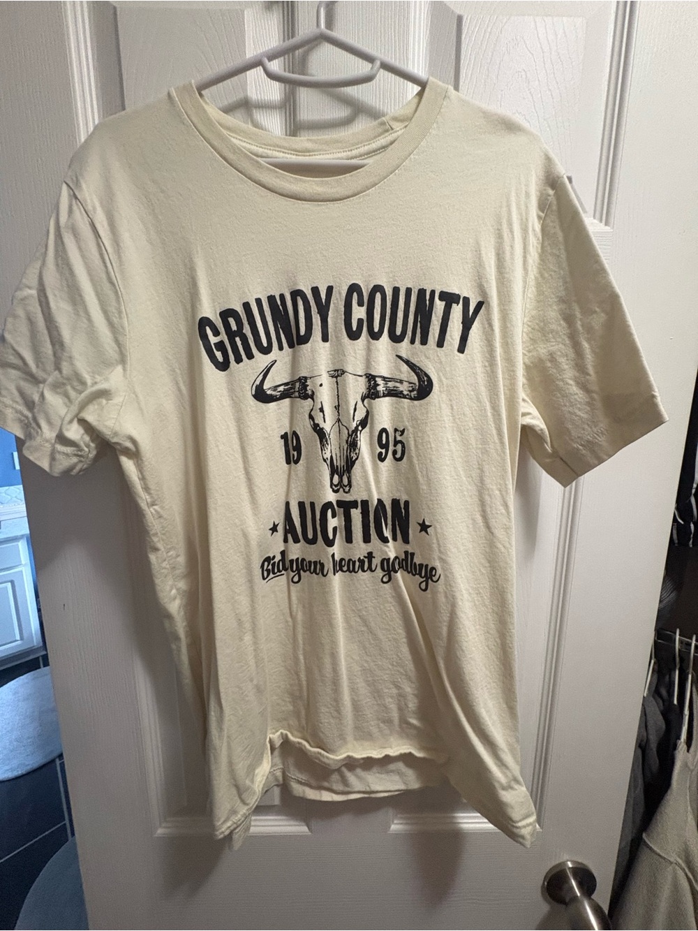 Grundy County Auction Graphic Tee - Cream with Black Print